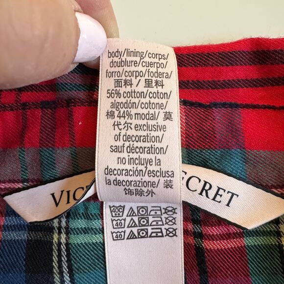 Victoria’s Secret Tartan Plaid Red Flanne Long Pants Pajama Set PJs PJ Sz Large - Picture 10 of 16